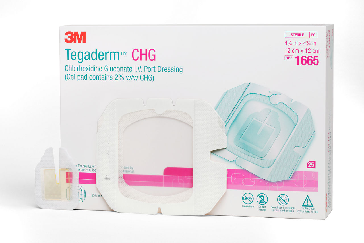 Pansement de maintien pour cathéters I.V. imprégné de gluconate de chlorhexidine 3M™ Tegaderm™ CHG