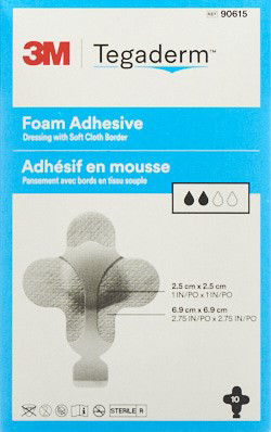 3M™ Tegaderm™ Foam Adhesive hochleistungsfähiger, klebender Schaumverband, 90615, 6,9 cm x 6,9 cm 10 / Packung,  Kleeblatt-Form mit Kleberand