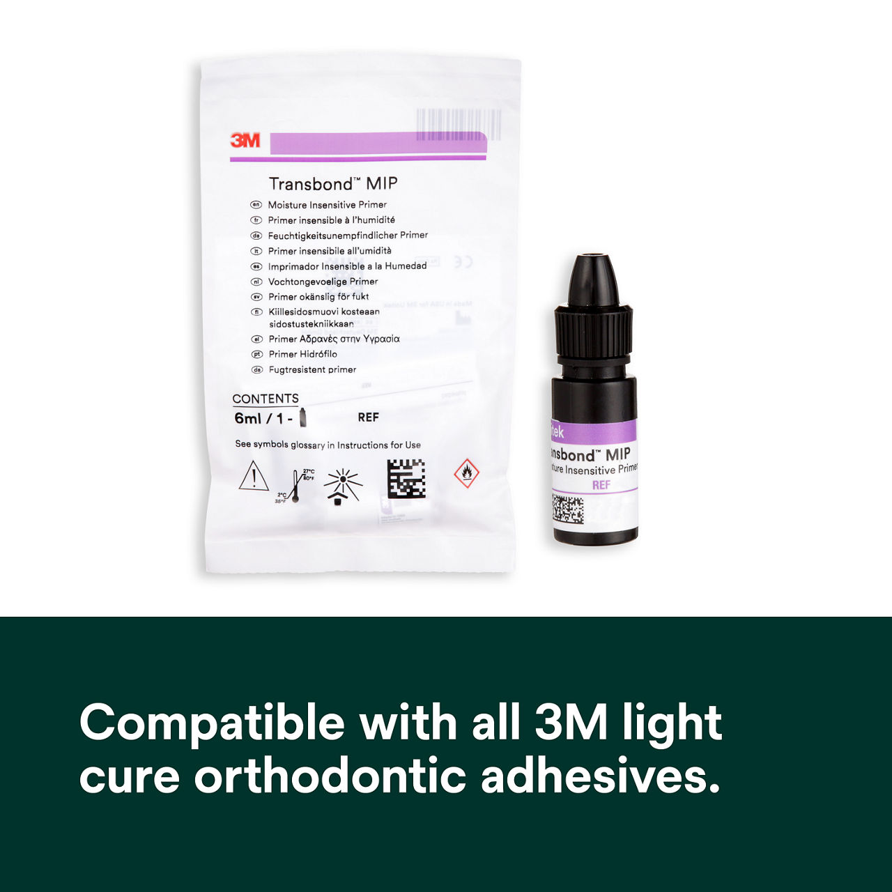 (1) Transbond MIP: Compatible with all 3M light cure orthodontic adhesives