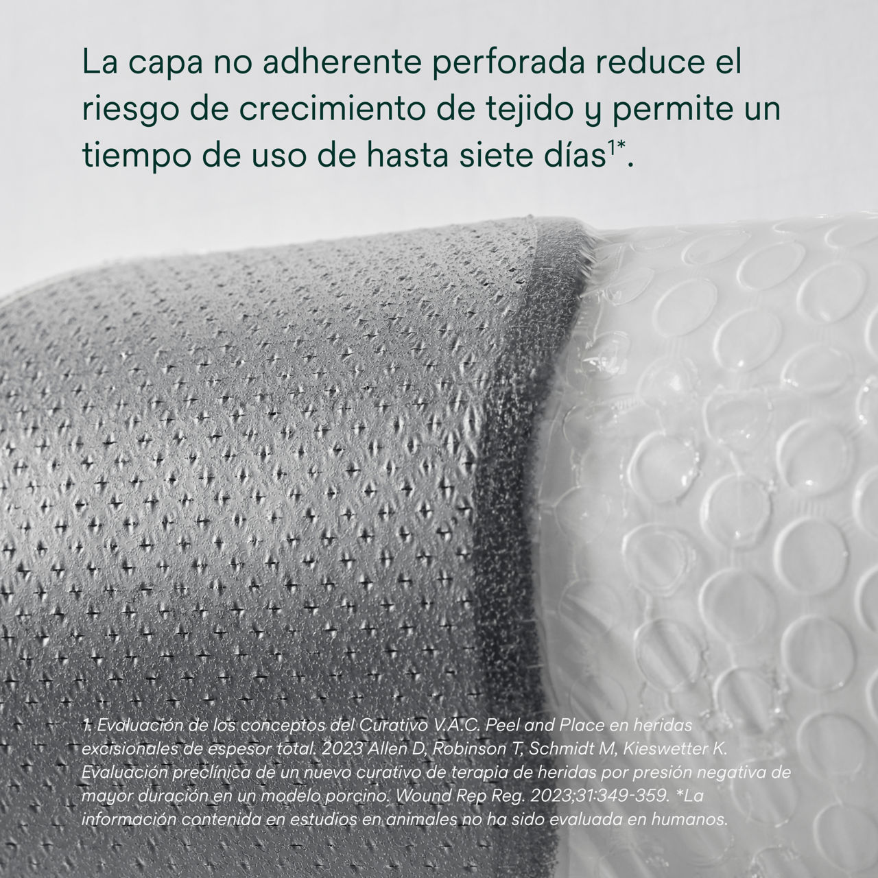 7: V.A.C. Peel and Place: capa perforada y no adherente.