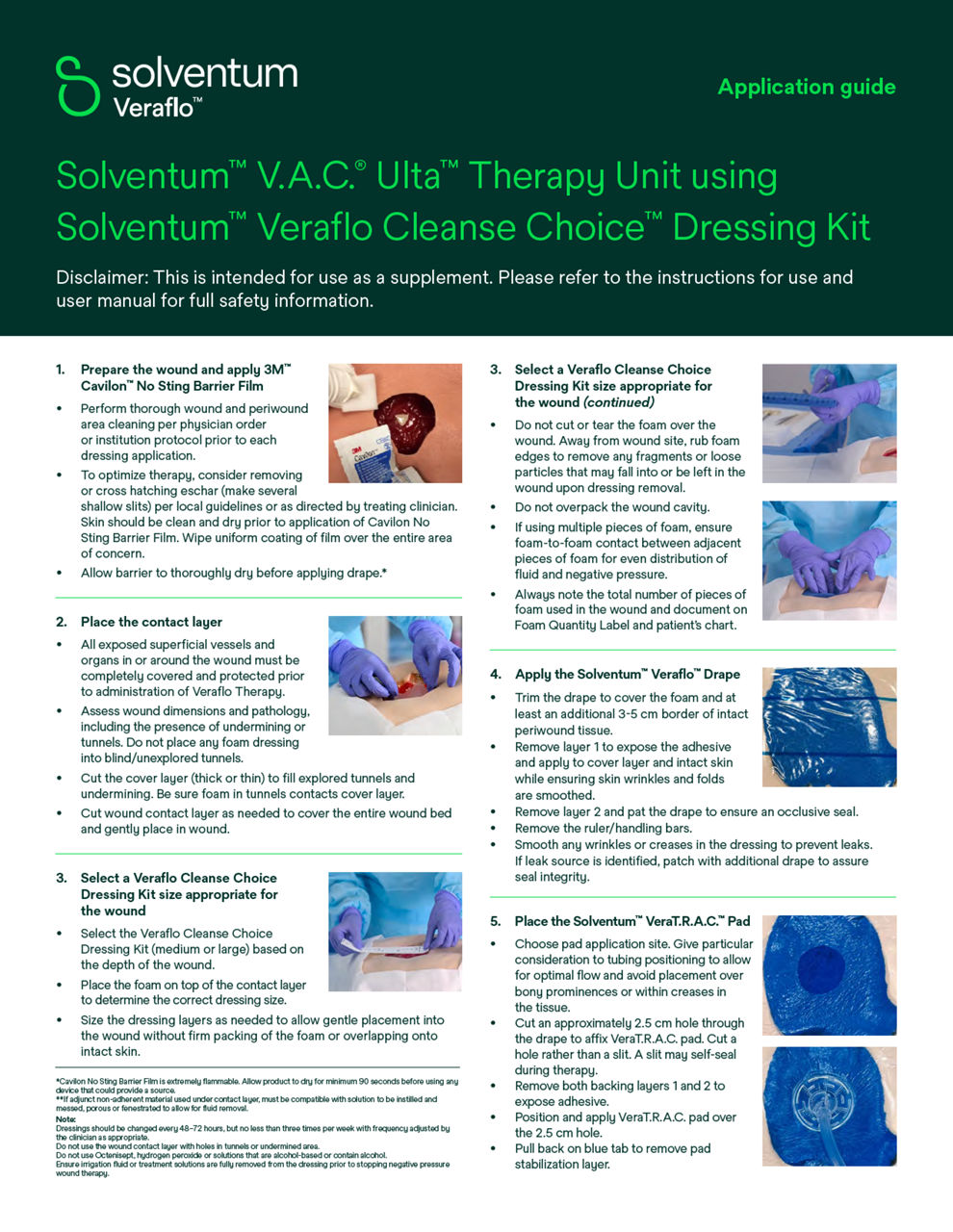 V.A.C.® Ulta™ Therapy Unit using Veraflo Cleanse Choice™ Dressing Kit Application Guide