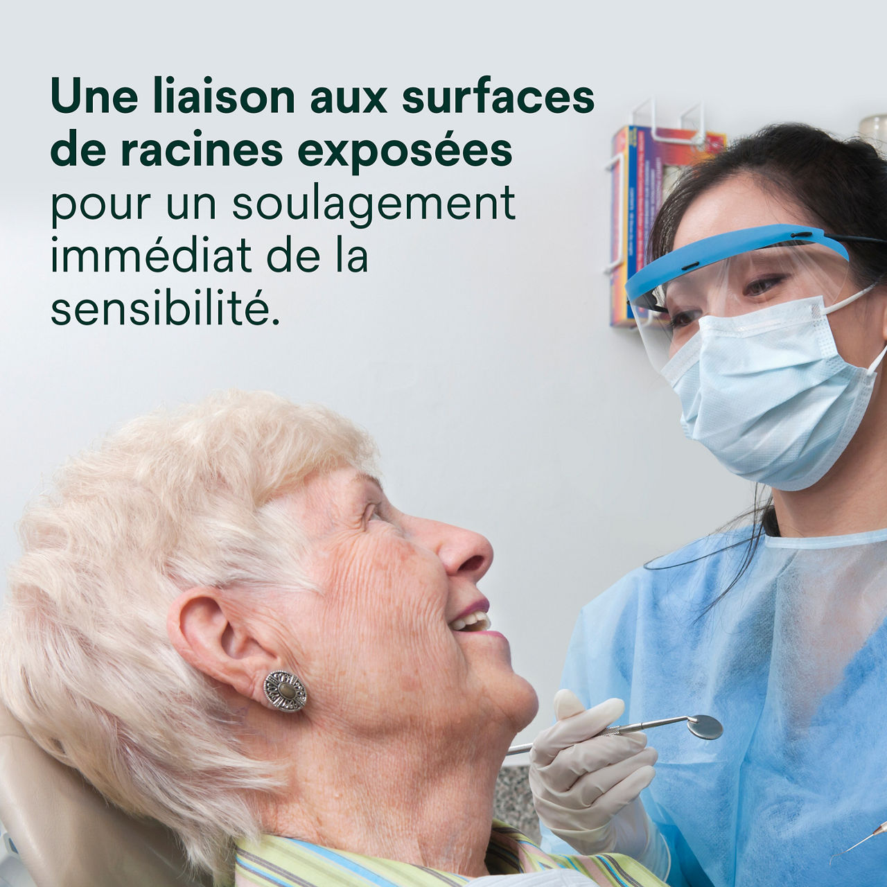 (1) Vanish XT: se lie aux surfaces radiculaires exposées pour un soulagement immédiat de la sensibilité