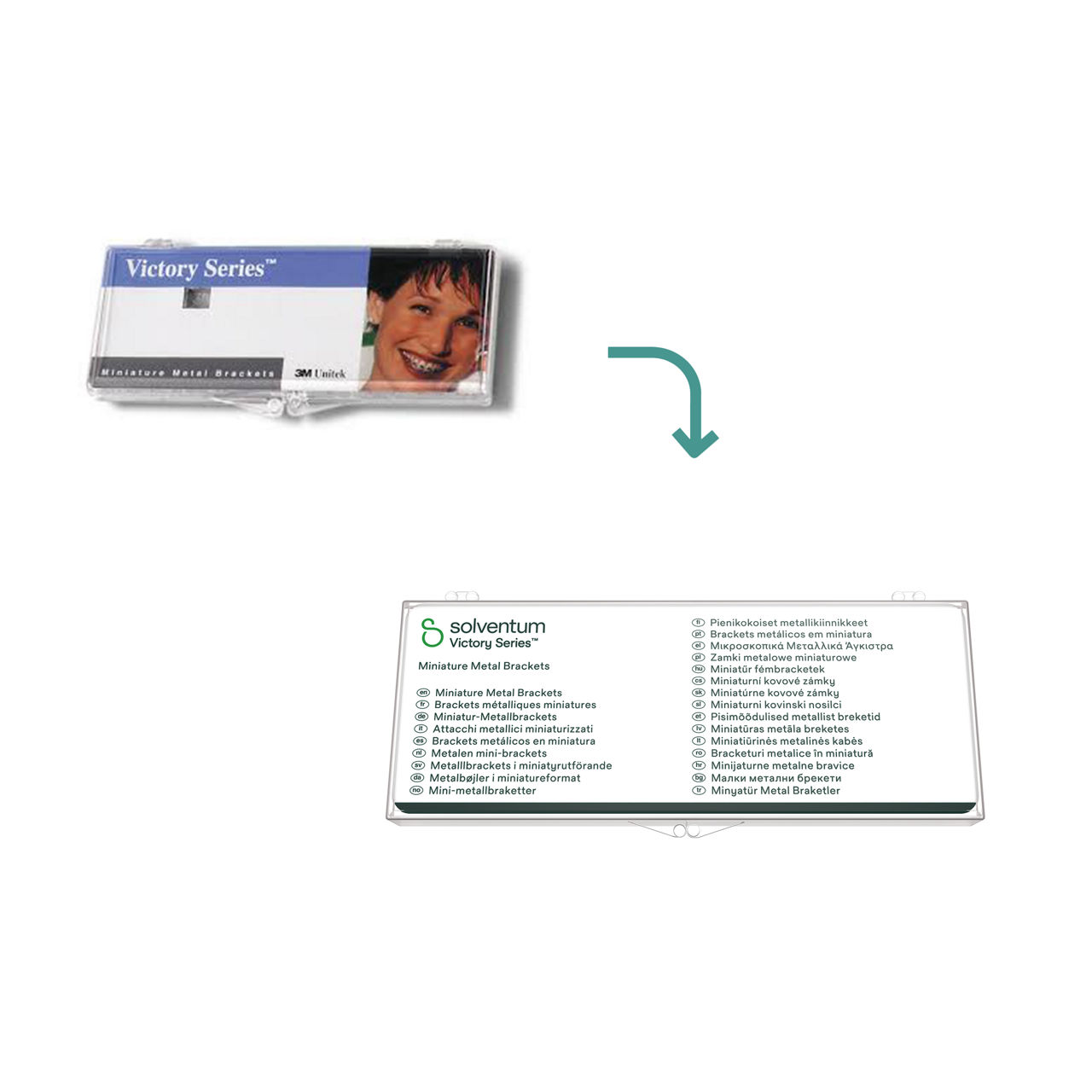 Transition to Solventum™ Victory Series™ Metal Brackets - Front, Center, In Packaging (1C1)